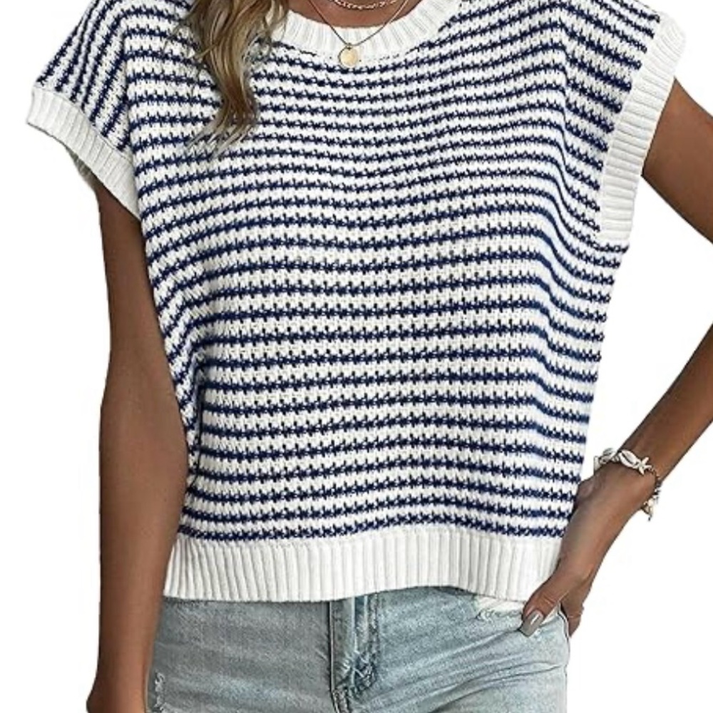 Knit Mix Striped Sweater Shirt Medium
